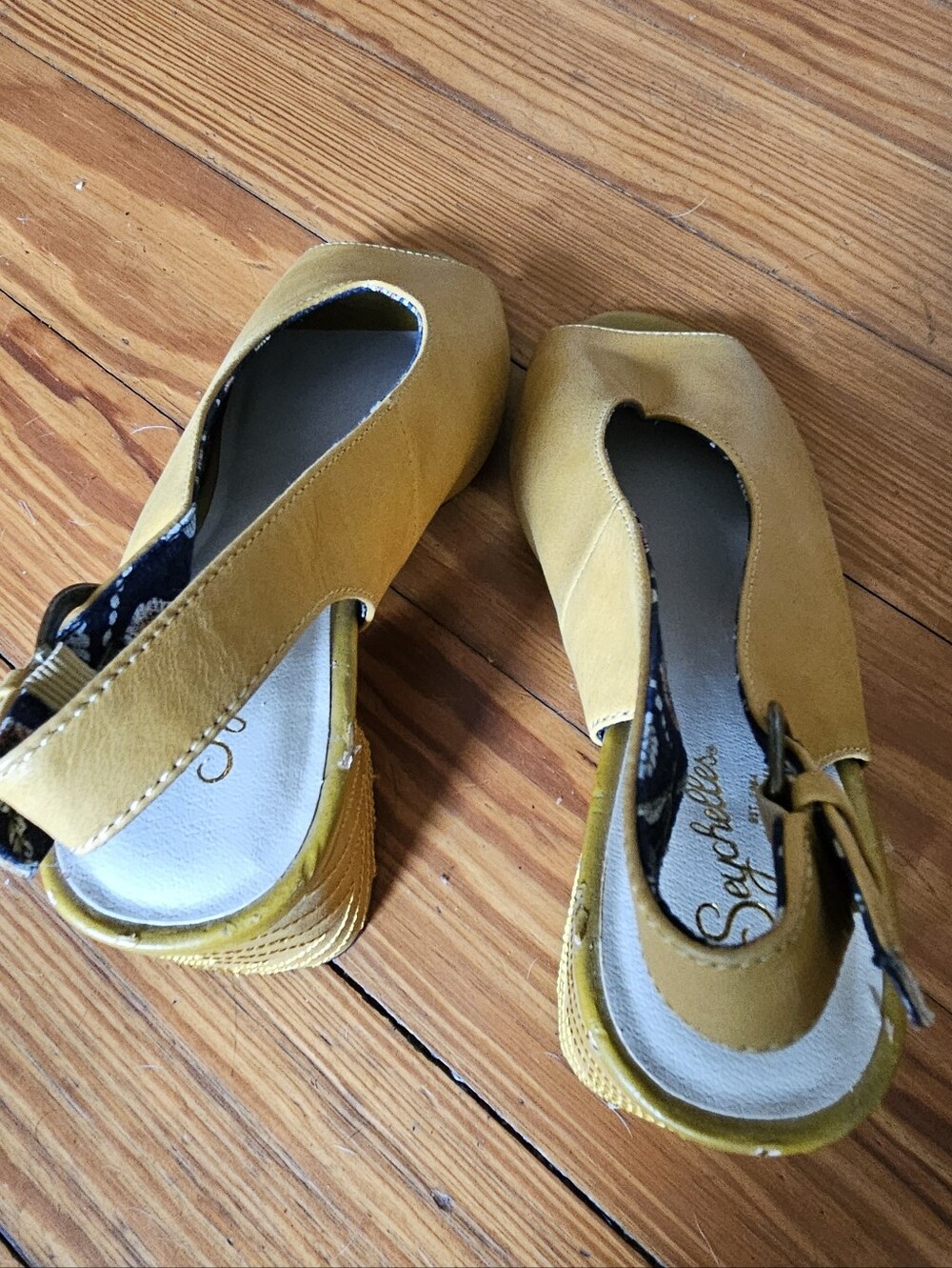 Women's Mustard Slingback Block Heel Sandals - Picture 4 of 11